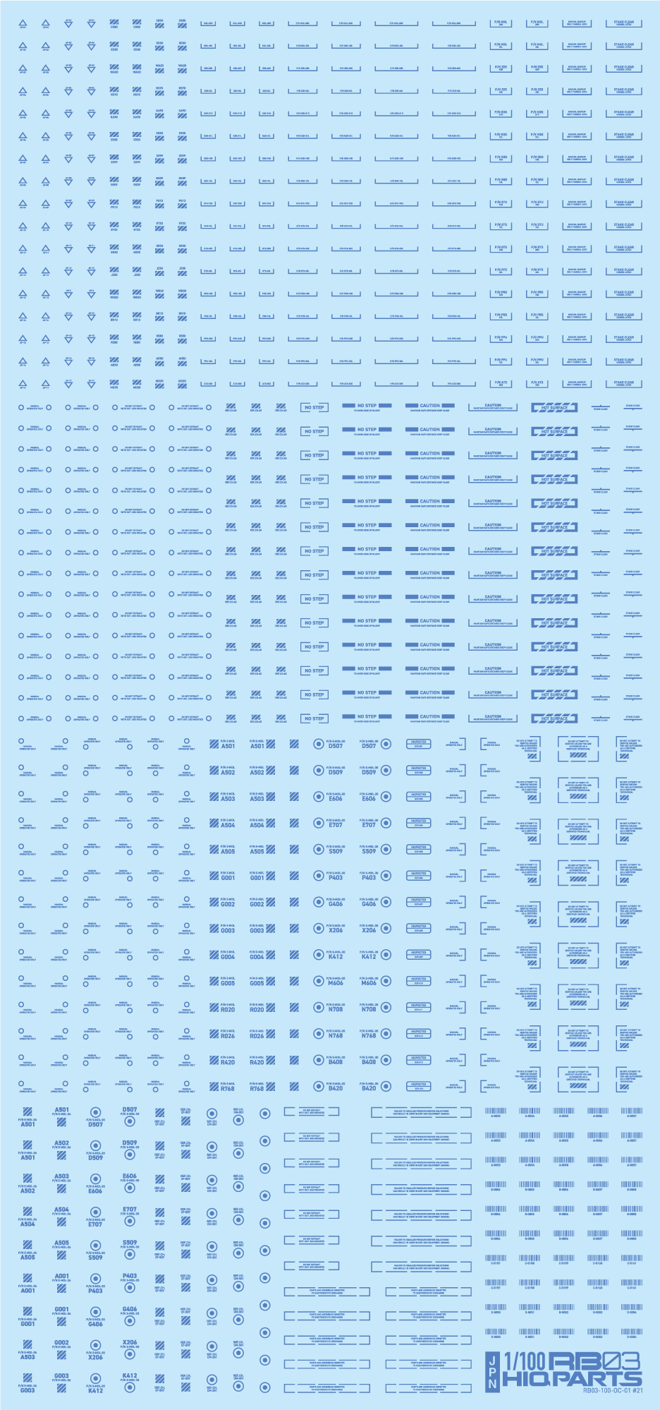 1/100 RB03 Caution Decal One Color Blue (1 pc) - Image 2