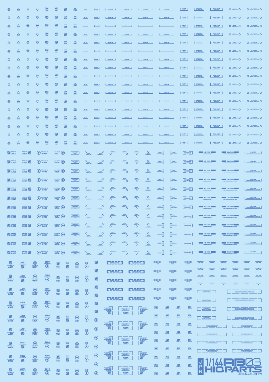 1/144 RB03 Caution Decal One Color Blue (1 pc) - Image 2