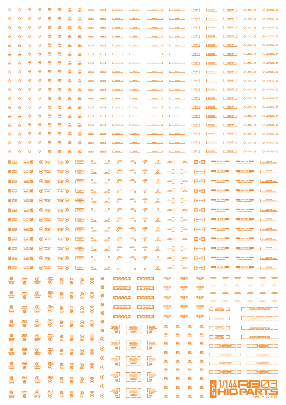 1/144 RB03 Caution Decal One Color Orange (1 pc) - Image 2
