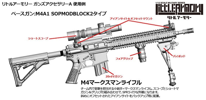 TomyTec Little Armory 1/12 LD022 Guns Accessory A2 - Image 6