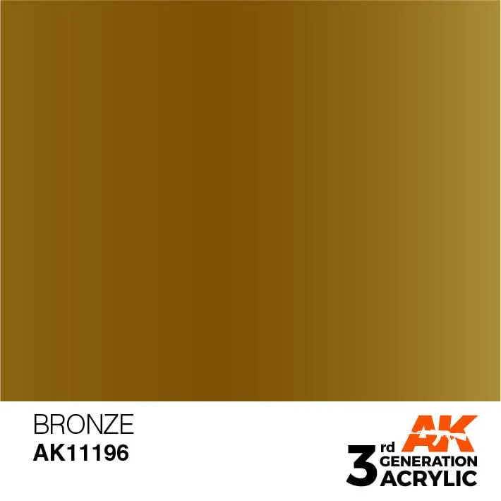 AK Interactive Bronze Metallic 3G Acrylic Paint 17ml Bottle