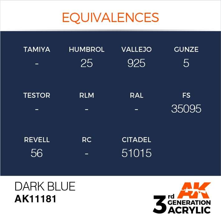 AK Interactive Dark Blue 3G Acrylic Paint 17ml Bottle - Image 3