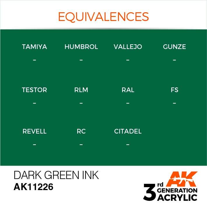 AK Interactive 3rd Gen Acrylic Dark Green INK 17ml - Image 3