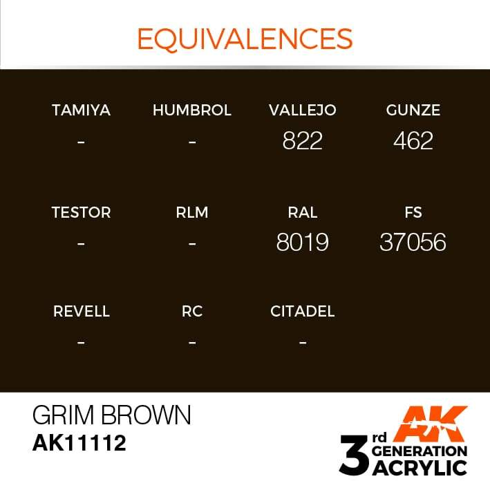AK Interactive Grim Brown 3G Acrylic Paint 17ml Bottle - Image 3