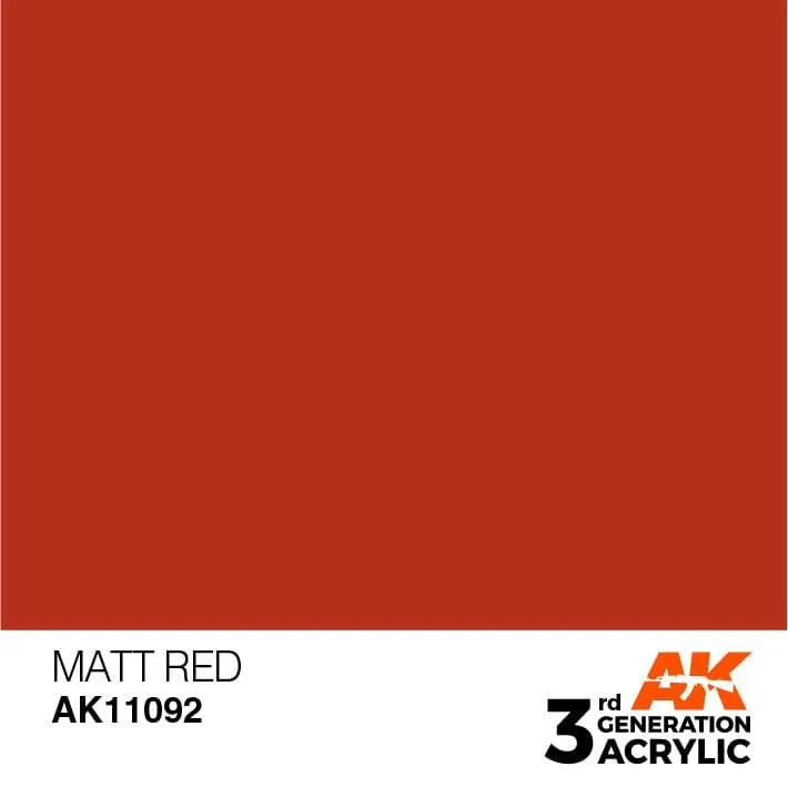 AK Interactive Matt Red 3G Acrylic Paint 17ml Bottle