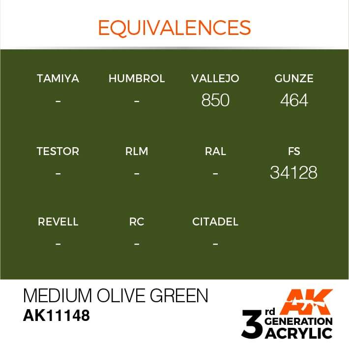AK Interactive 3rd Gen Acrylic Medium Olive Green 17ml - Image 3