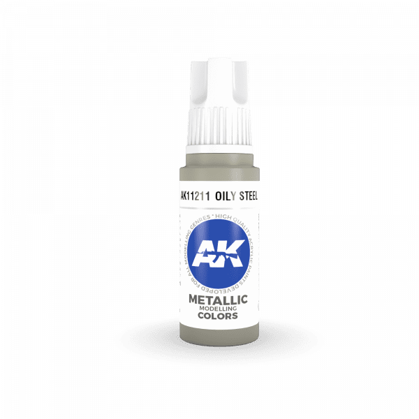 AK Interactive Oily Steel Metallic 3G Acrylic Paint 17ml Bottle - Image 2