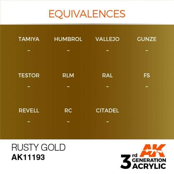AK Interactive 3rd Gen Acrylic Rusty Gold 17ml - Image 3