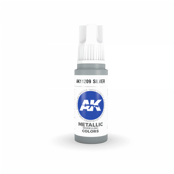 AK Interactive Silver Metallic 3G Acrylic Paint 17ml Bottle - Image 2