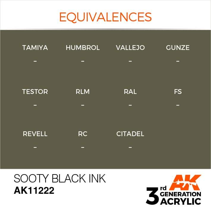 AK Interactive 3rd Gen Acrylic Sooty Black INK 17ml - Image 3