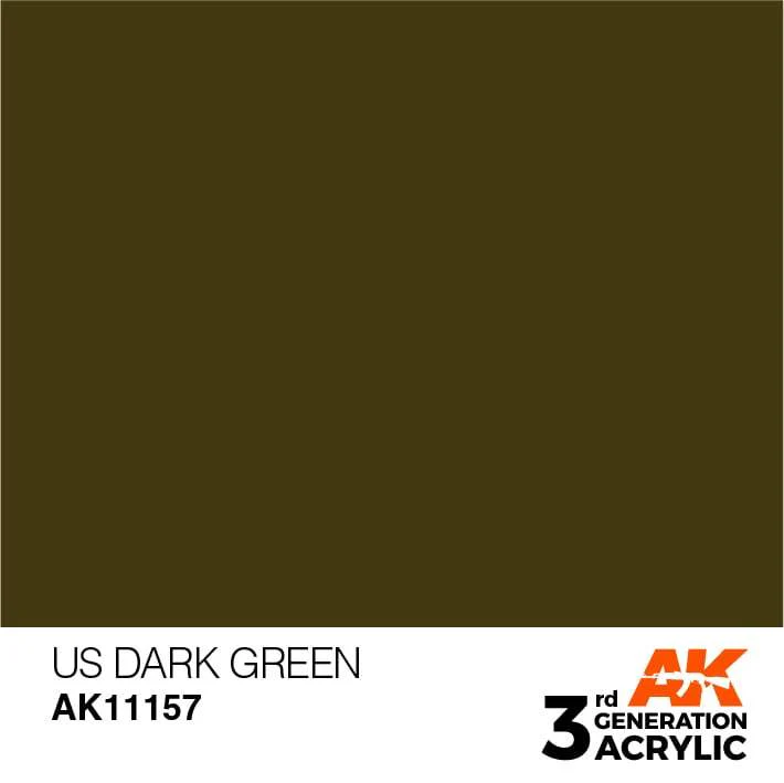 AK Interactive US Dark Green 3G Acrylic Paint 17ml Bottle