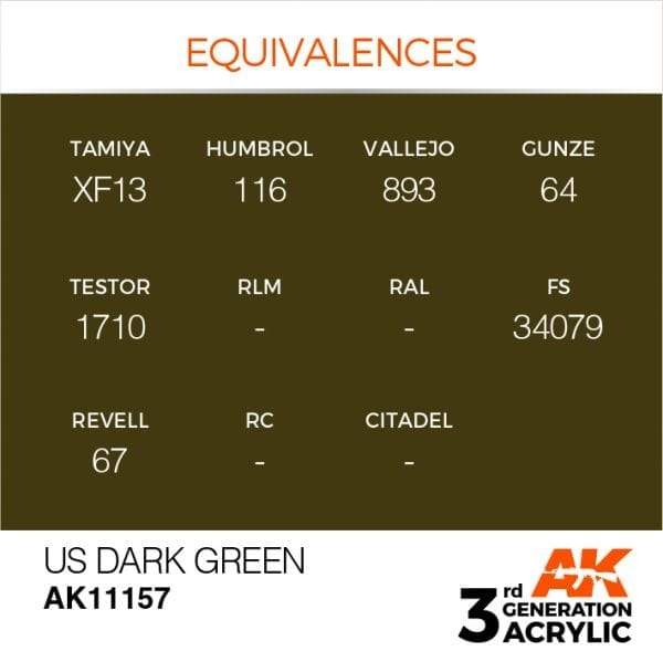 AK Interactive US Dark Green 3G Acrylic Paint 17ml Bottle - Image 3
