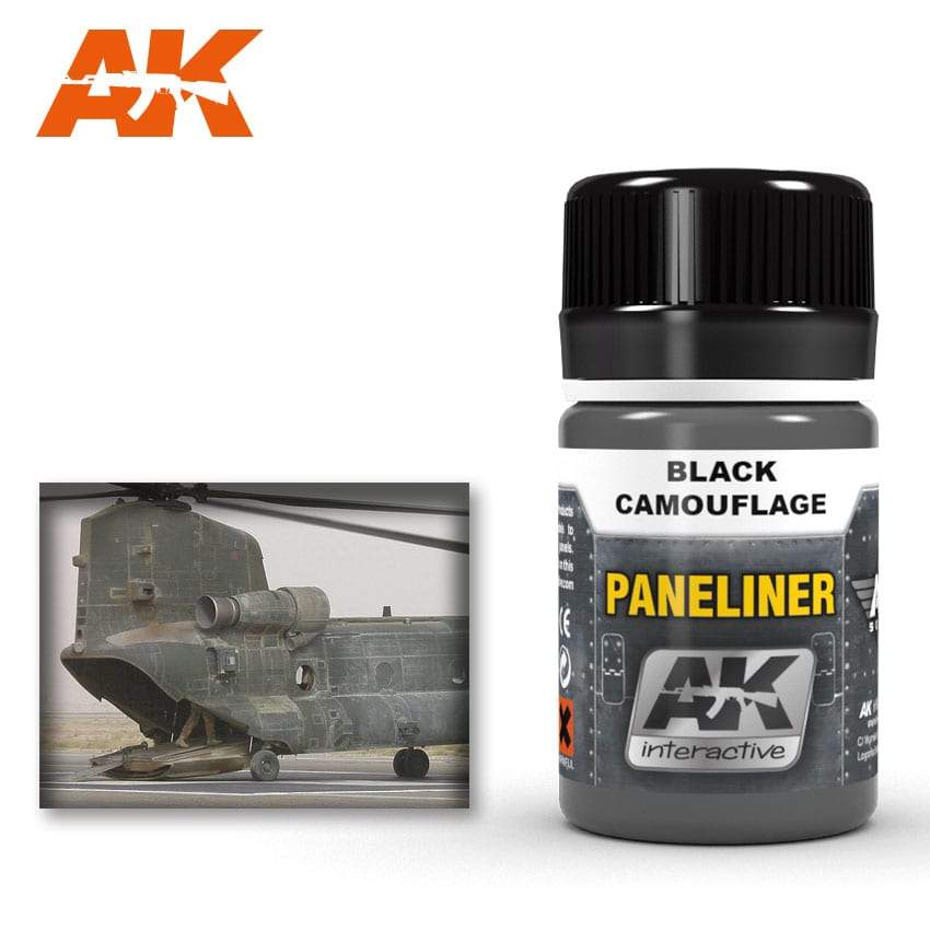 AK Interactive Air Series Panel Liner Black Camouflage Enamel Paint 35ml Bottle