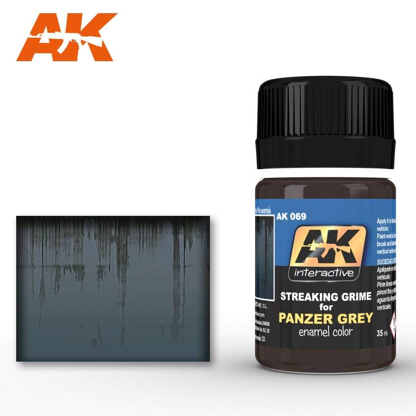 AK Interactive Panzer Grey Streaking Grime Enamel Paint 35ml Bottle