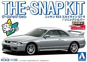 Aoshima 1/32 SNAP KIT #15-D Nissan R33 Skyline GT-R (Sonic Silver) - Image 2