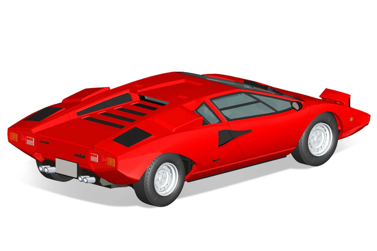 Aoshima 1/32 SNAP KIT #20-A Lamborghini Countach LP400(Red) - Image 3
