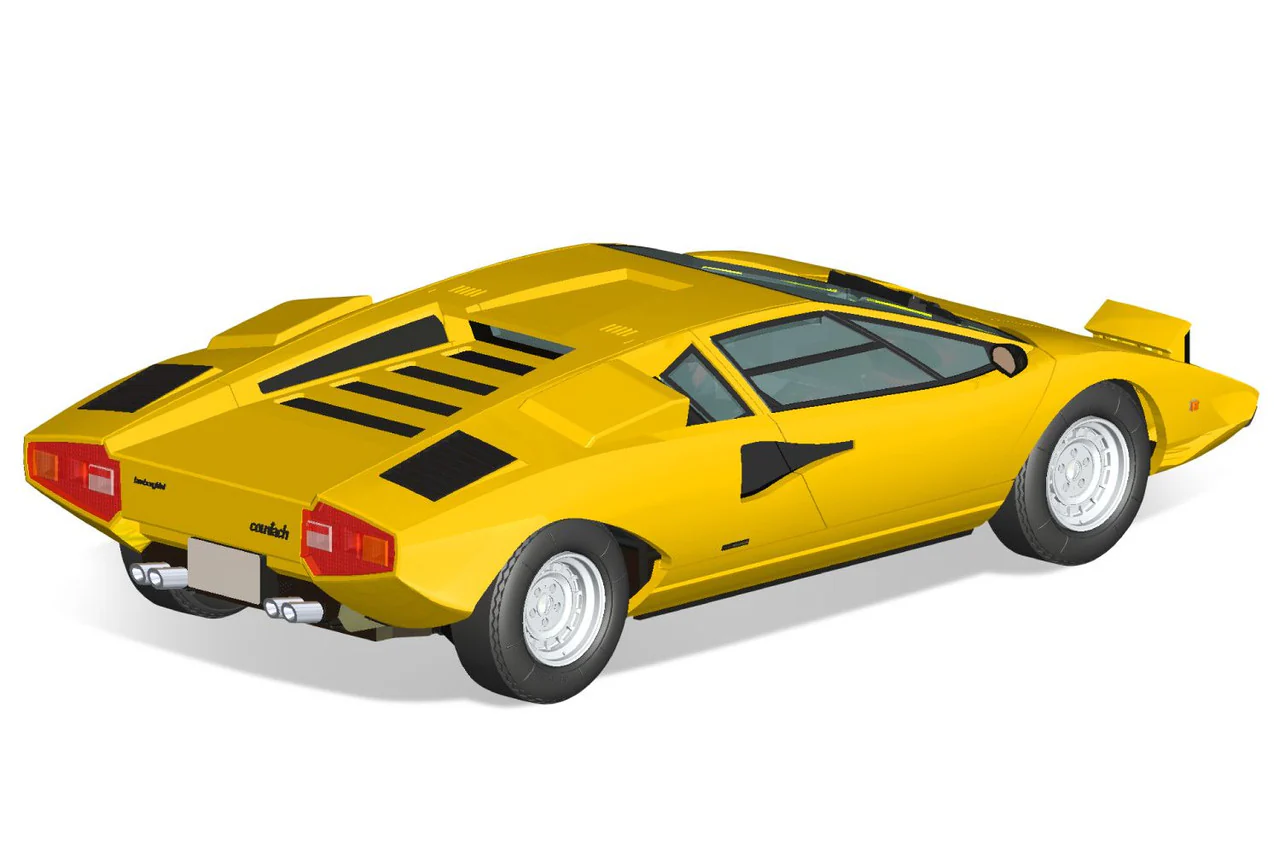Aoshima 1/32 SNAP KIT #20-B Lamborghini Countach LP400(Yellow) - Image 3