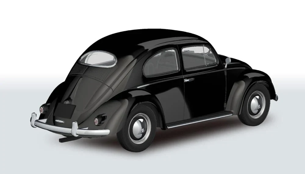 Aoshima Snap Kit No.20-BK Volkswagen Beetle (Black) 1/32 Scale Model Kit - Image 2