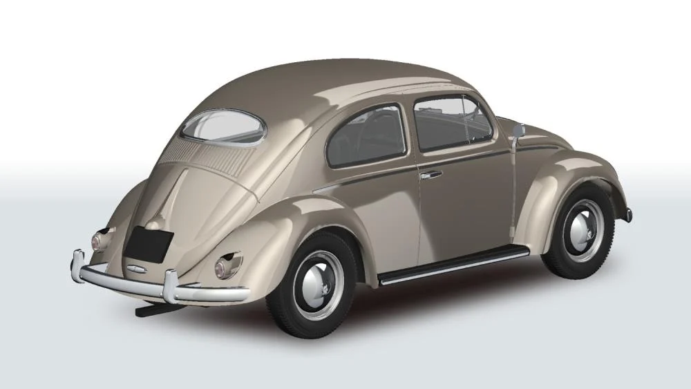 Aoshima Snap Kit No.20-LB Volkswagen Beetle (Light Beige) 1/32 Scale Model Kit - Image 2