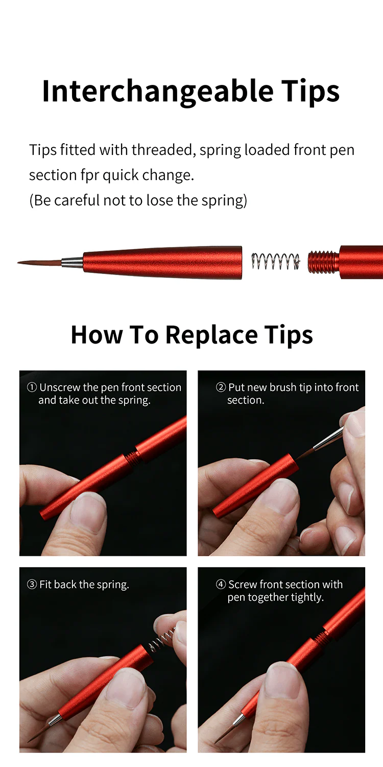 DSPIAE AT-FB01 Fine Brush With Replicable Point Tip - Red - Image 3