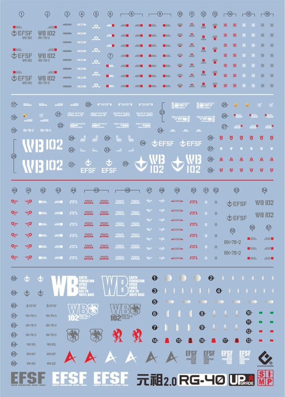 C101 RG RX-78-2 Gundam (Ver. 2.0) Water Slide Decal - Image 2