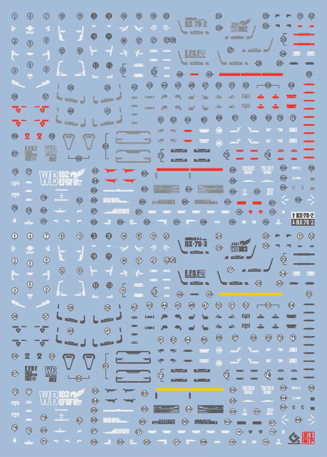 C105 RG RX-78-2 Gundam 2.0 (Redesign) Water Decal Sheet - Image 2