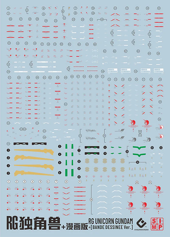 C17 RG Unicorn Gundam Decal Sheet - Image 2