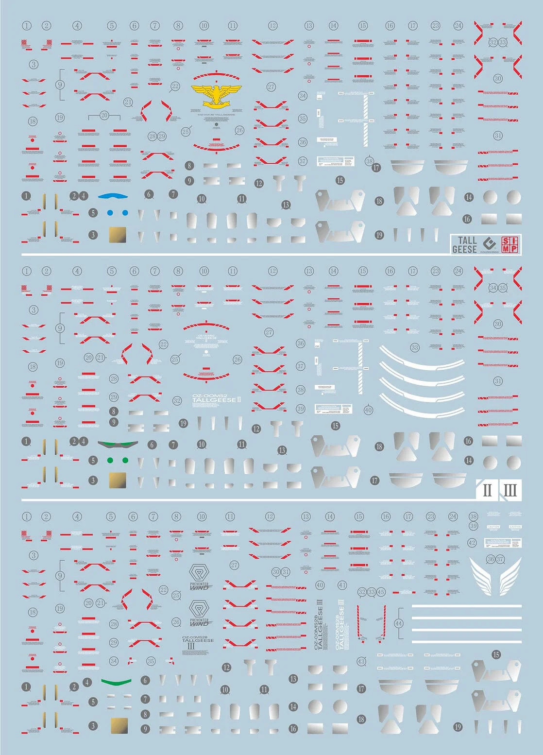 C21 RG Tallgeese I, II, & III Water Decal Sheet - Image 2
