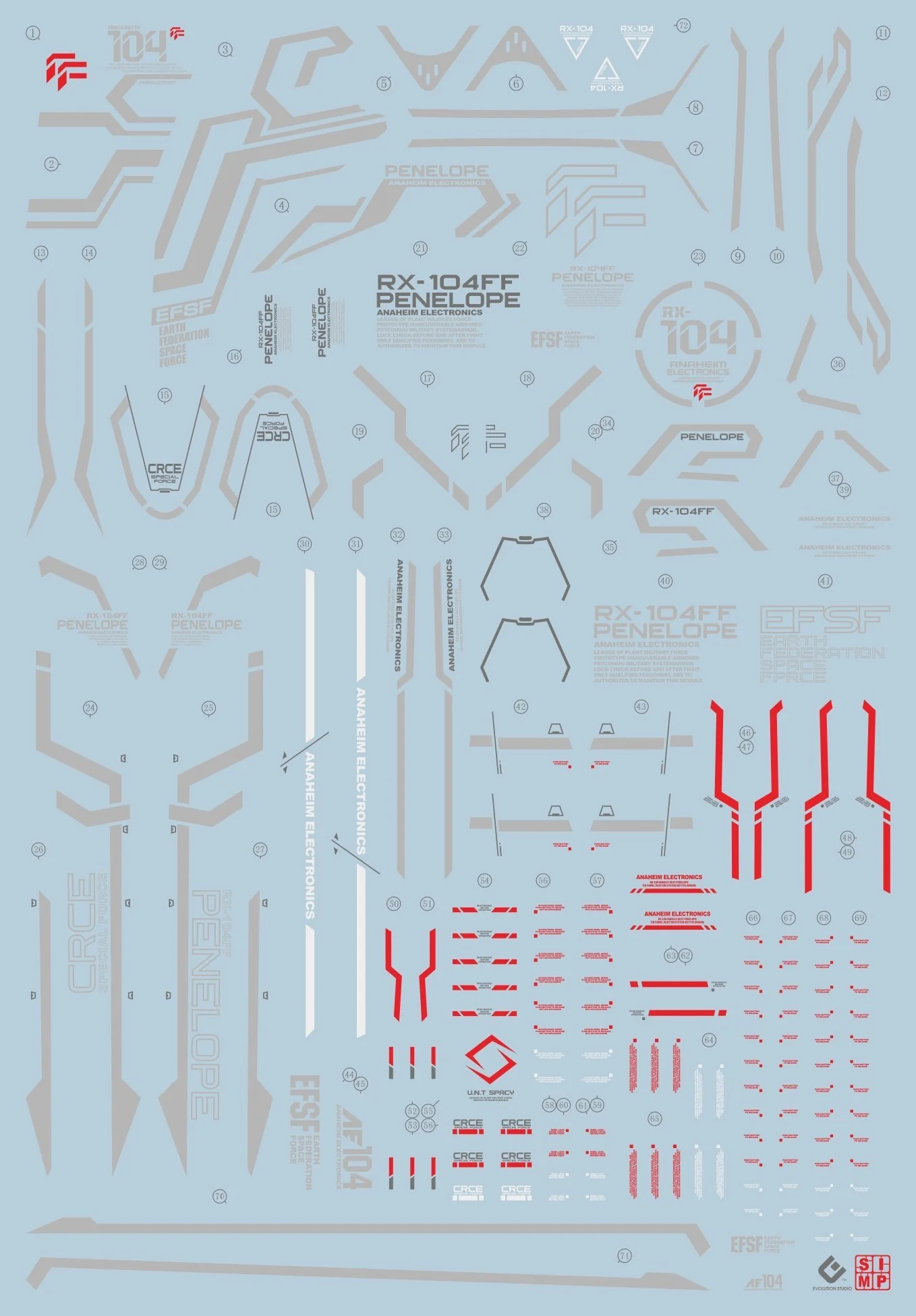 C31 HG 1/144 Penelope (Double sized decal)(original light grey)
