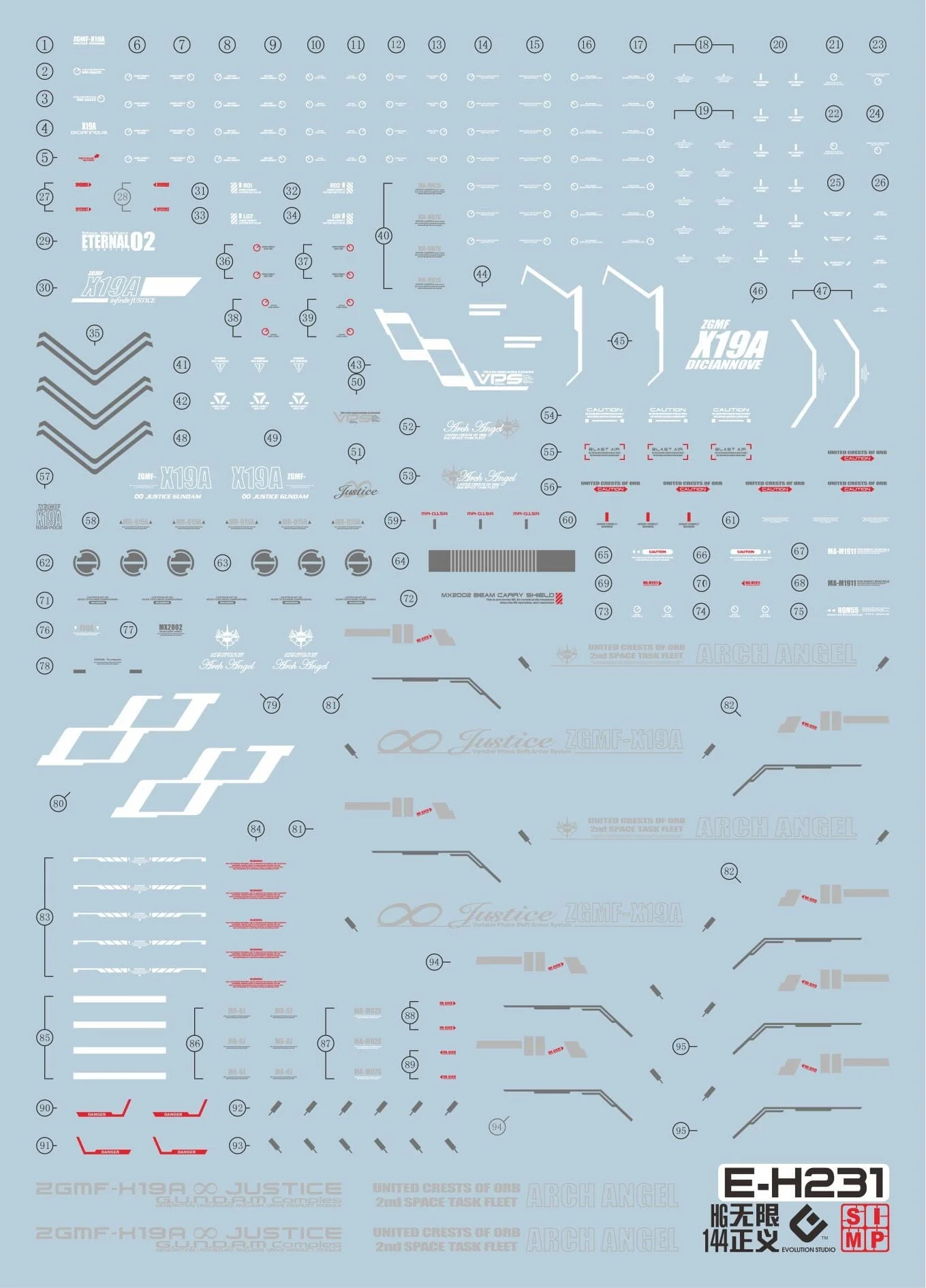 C40 HGCE 1/144 Infinity Justice Gundam Decal Sheet - Image 2