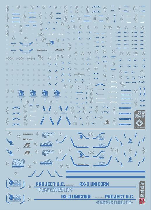 C51 RG / HG Unicorn Gundam Perfectibility (Blue) Decal Sheet - Image 2