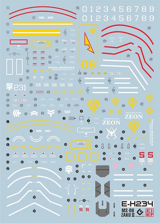 C60 HGUC Revive Zaku II Char's & Real Type Decal Sheet - Image 2