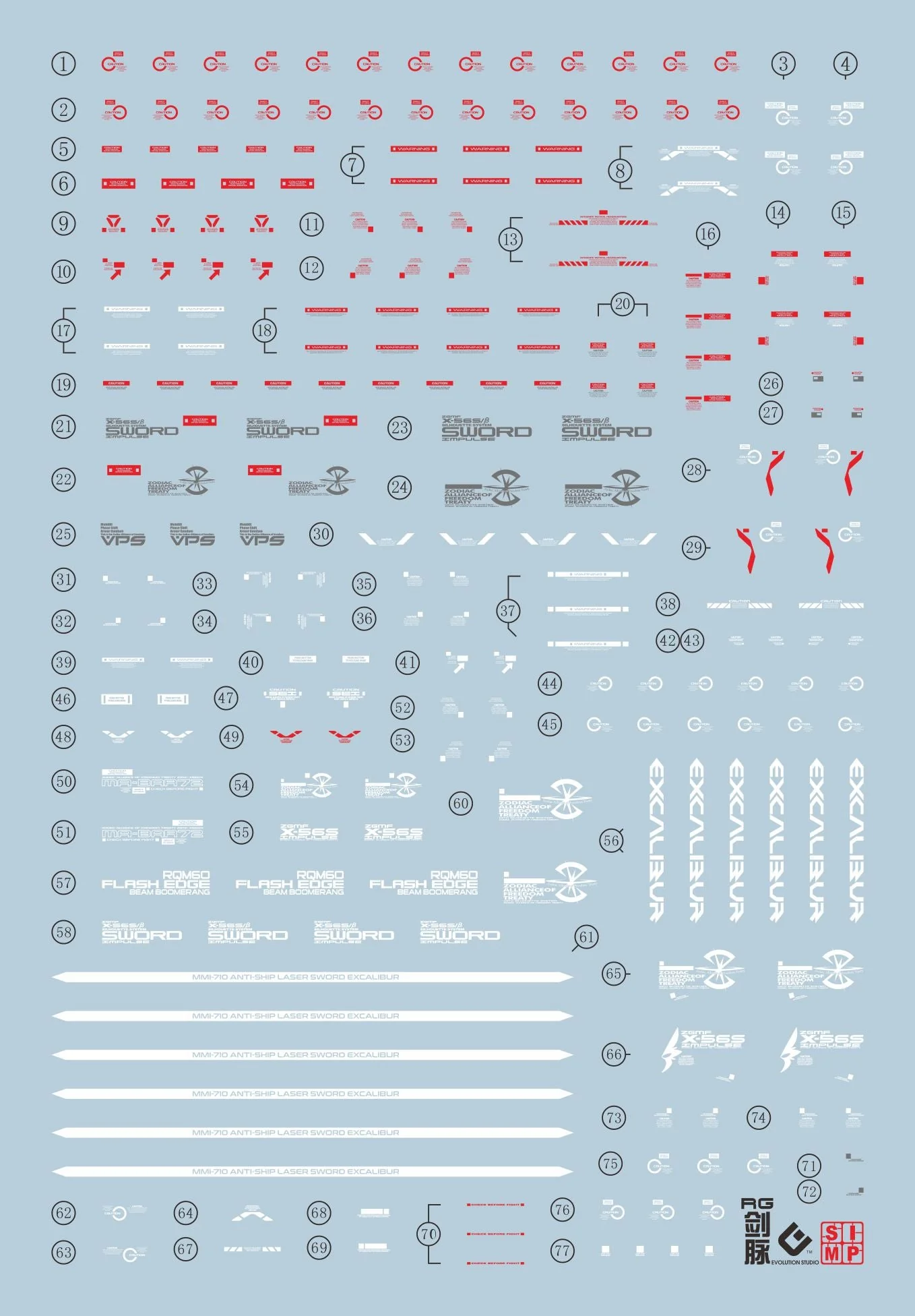 C63 RG 1/144 Sword impulse Gumdam Decal Set - Image 2