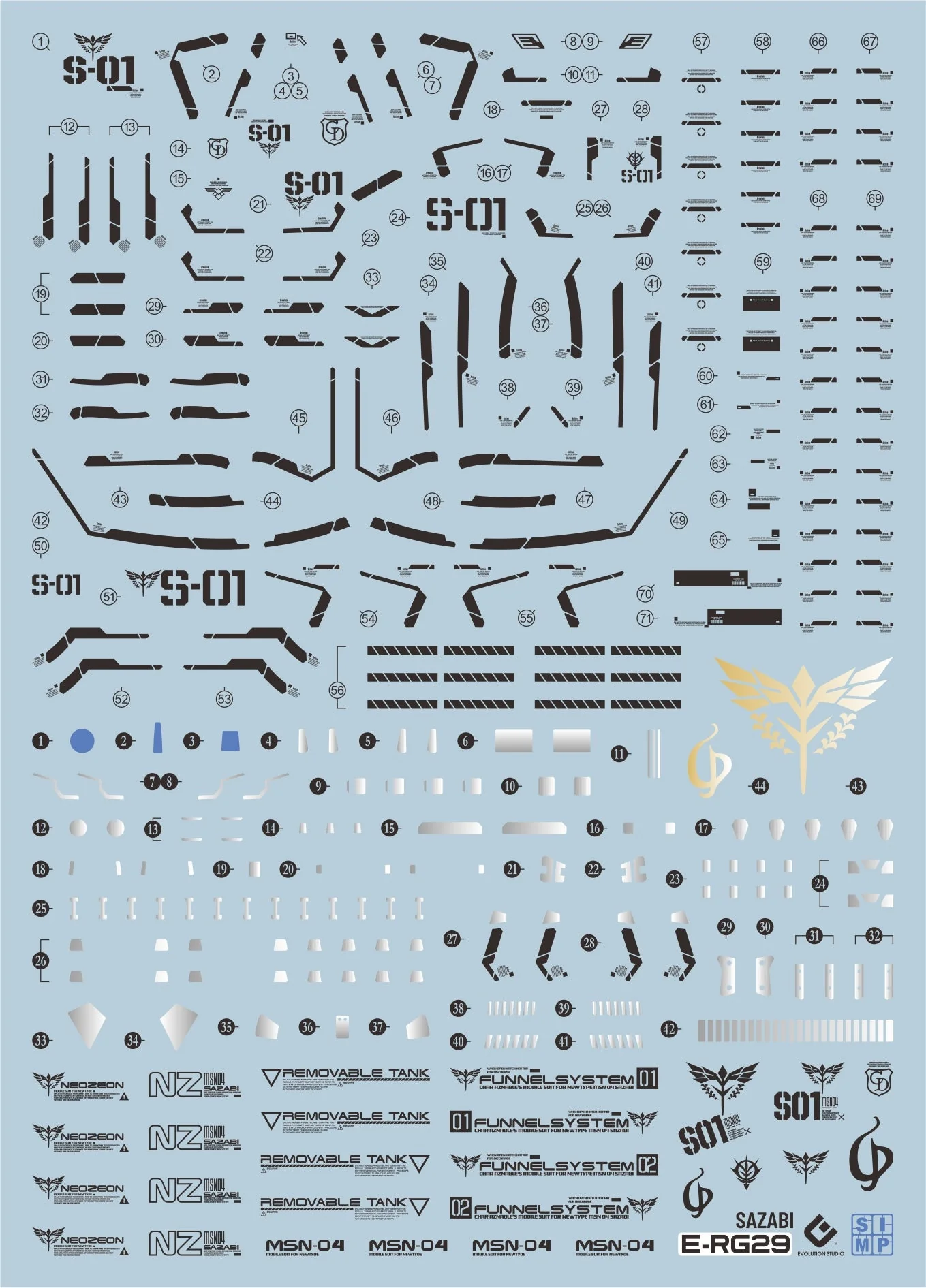 C66 RG MSN-04 Sazabi Black Ver. Decal Set - Image 2