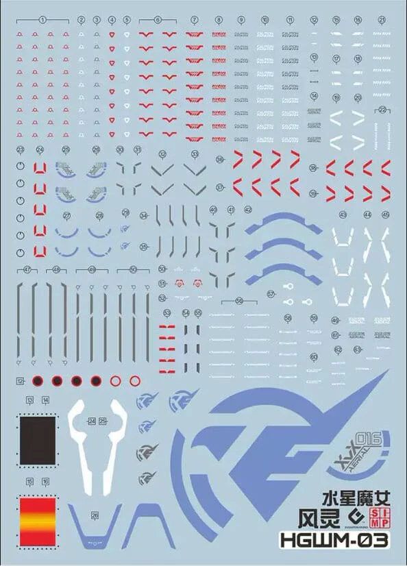 C72 HGTWFM Gundam Aerial Water Decal Sheet - Image 2