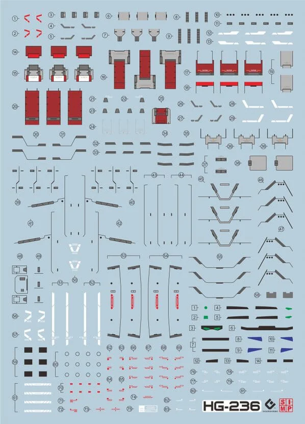 C80 HGUC Gundam Heavyarms Decal Sheet - Image 2