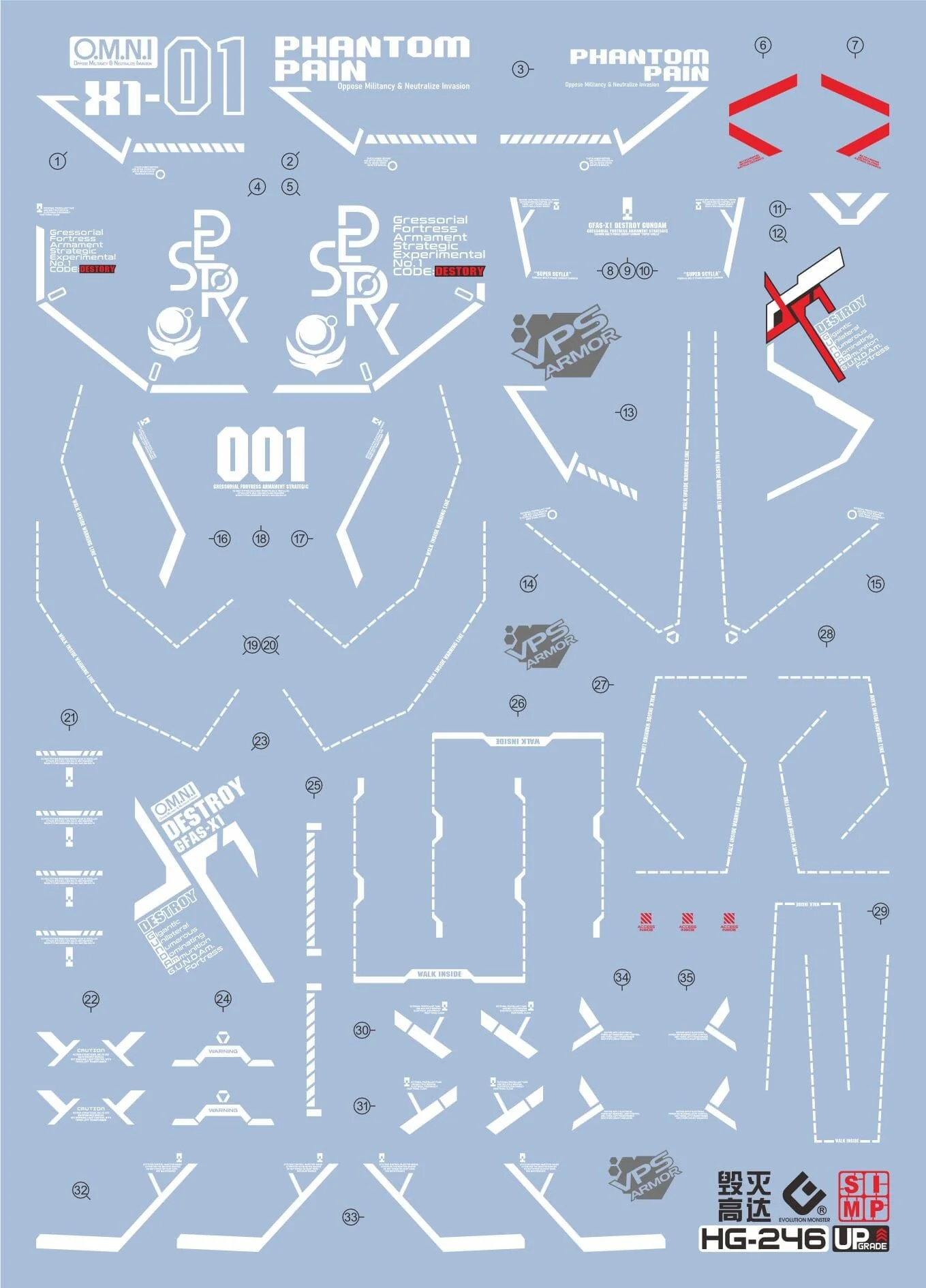 C97 HGCE Destroy Gundam Water Slide Decal