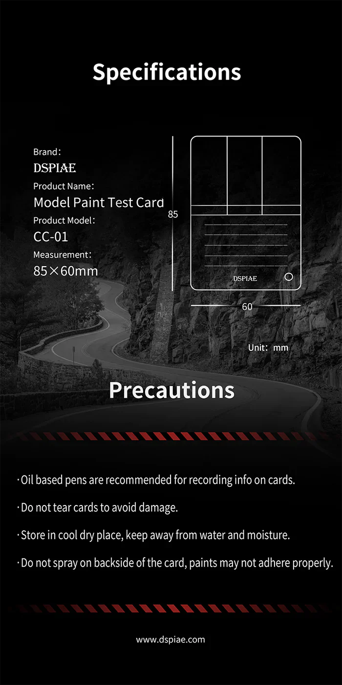 DSPIAE CC-01 Model Paint Color Test Card - Image 11