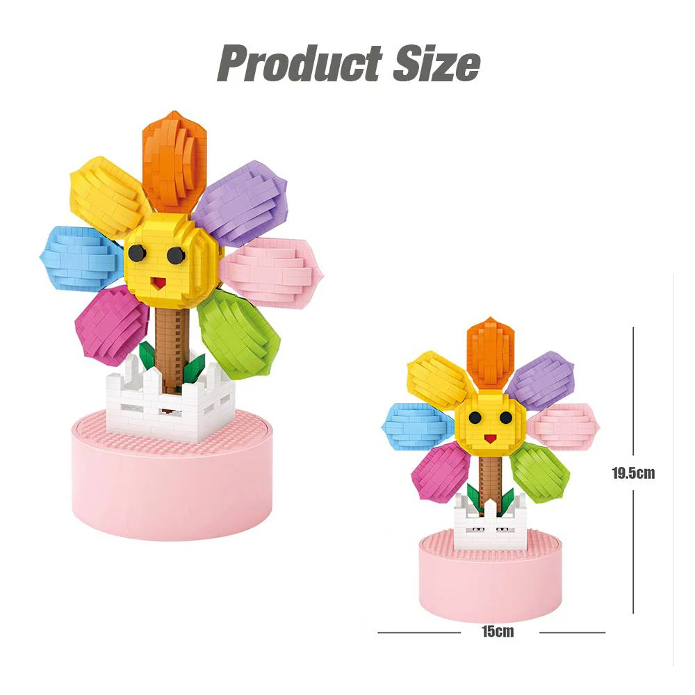 LOZ IDEAS Mini Block 9854 Sunflower (wind up music box) - Image 2