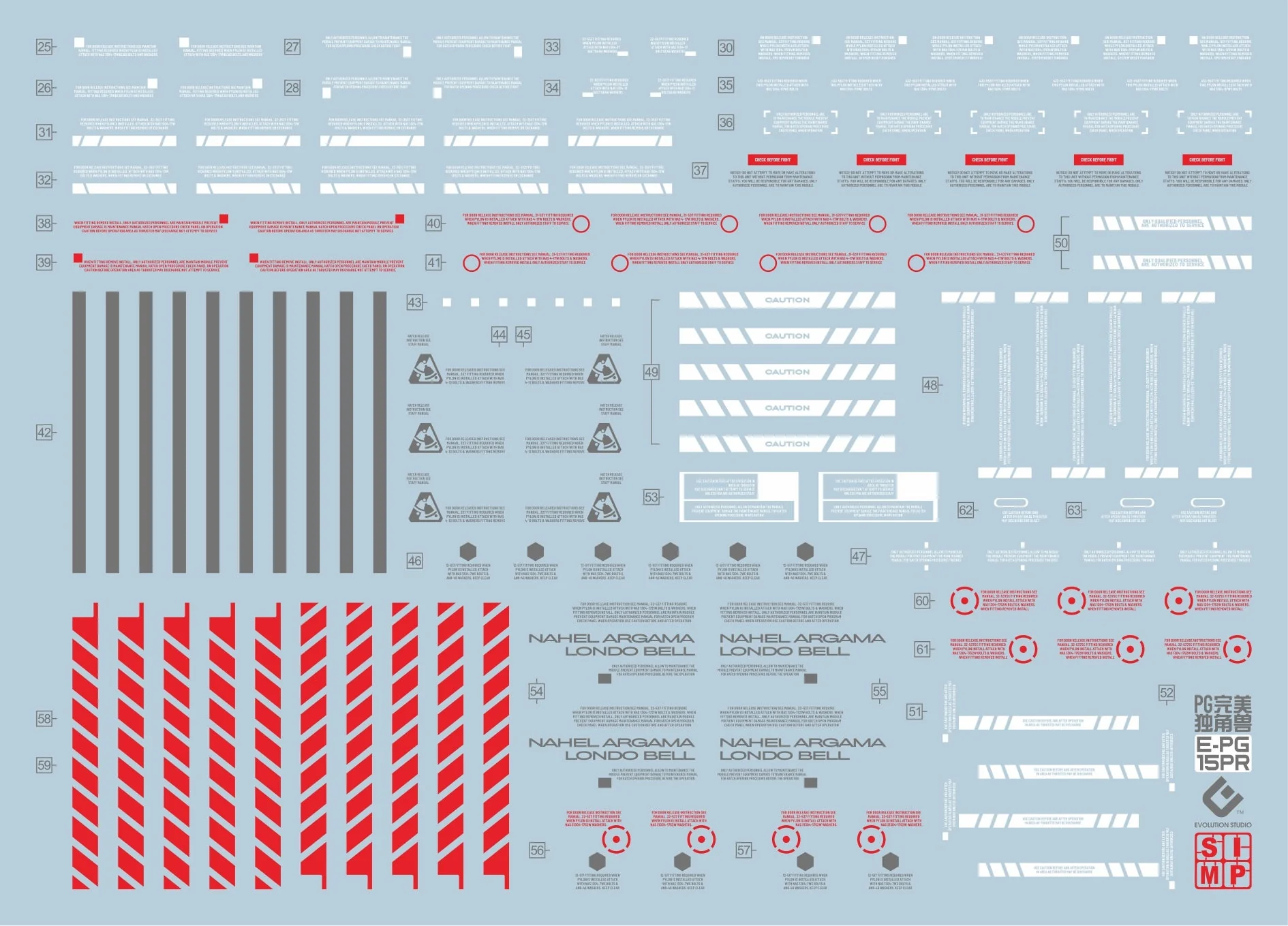 D20 PG Unicorn Gundam (Red) Perfectibility & Divine Expansion Set Decal Sheet - Image 5