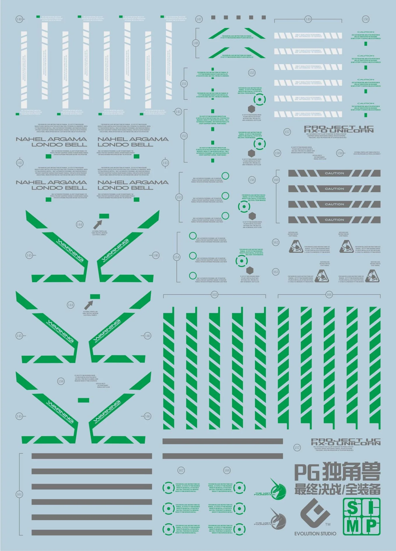 D22 PG Unicorn Gundam (Green) Full Weapon Final Battle Ver. Decal Sheet - Image 4