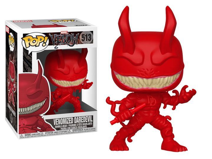 Damaged box of Pop! Marvel: Venom Series - Venomized Daredevil W/ Pop Protector
