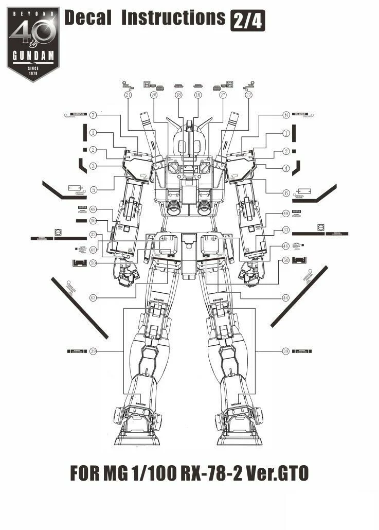 Decal MG RX-78-2 GTO Gundam model 40th Anniversary E29 - Image 3