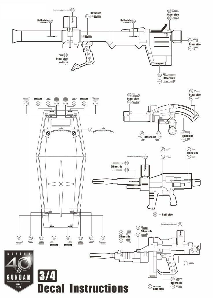 Decal MG RX-78-2 GTO Gundam model 40th Anniversary E29 - Image 4