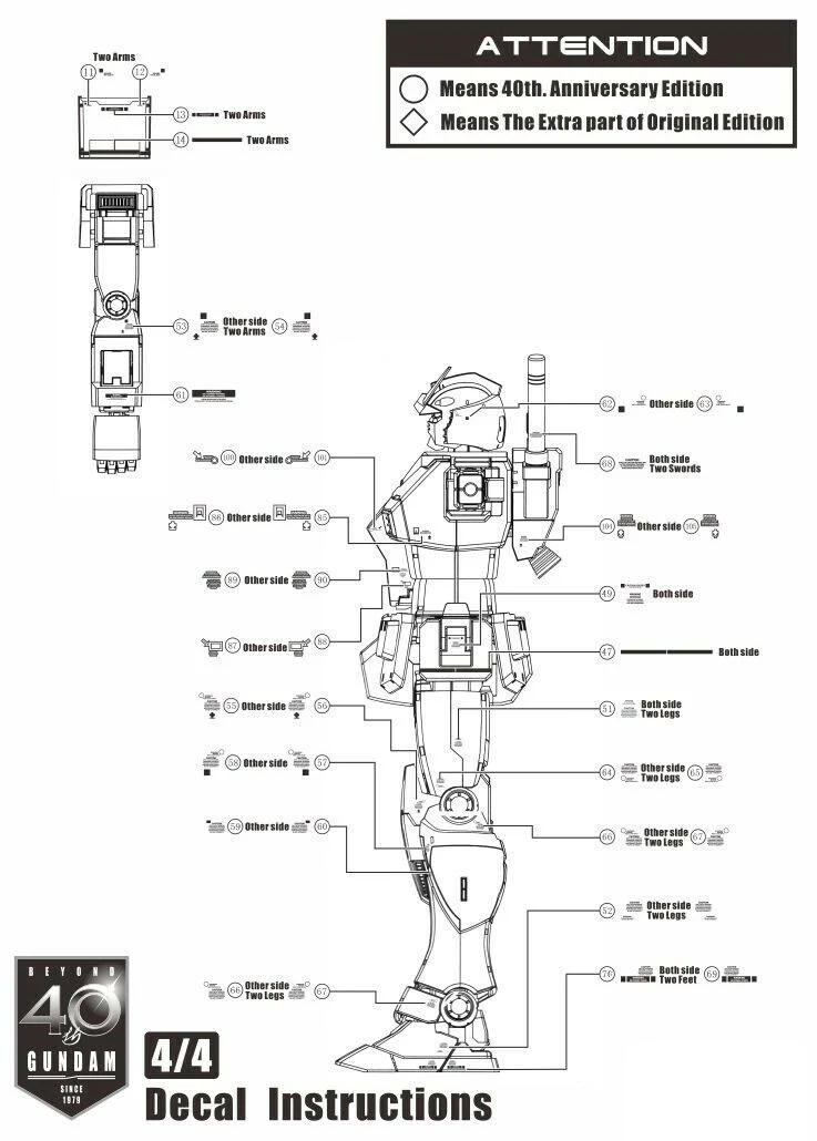 Decal MG RX-78-2 GTO Gundam model 40th Anniversary E29 - Image 5