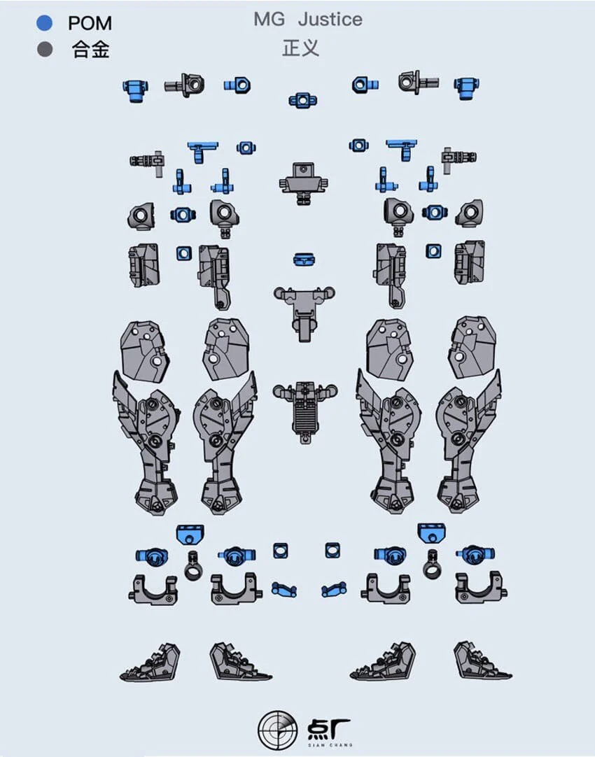 Dot Workshop PFS02-2 Metal Parts for Bandai MG ZGMF-X09A Justice Gundam - Image 2
