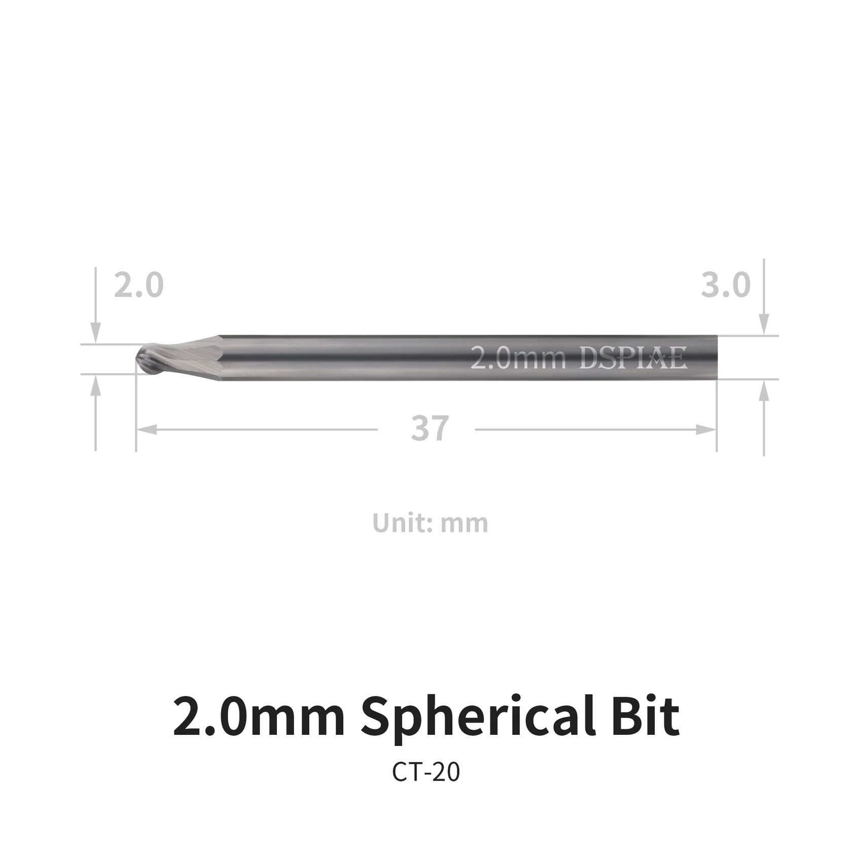 DSPIAE CT-20 2.0mm Spherical Bit - Image 2
