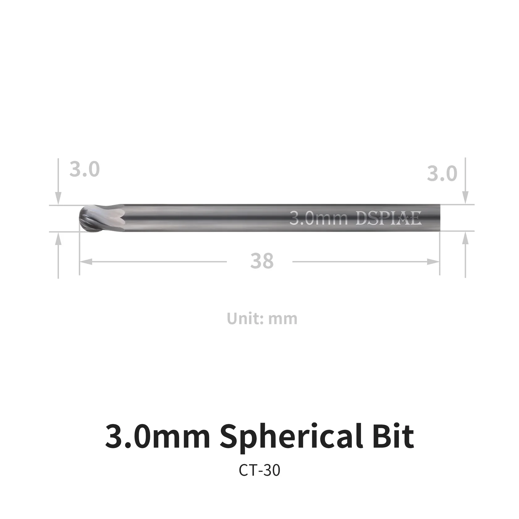 DSPIAE CT-30 3.0mm Spherical Bit - Image 2