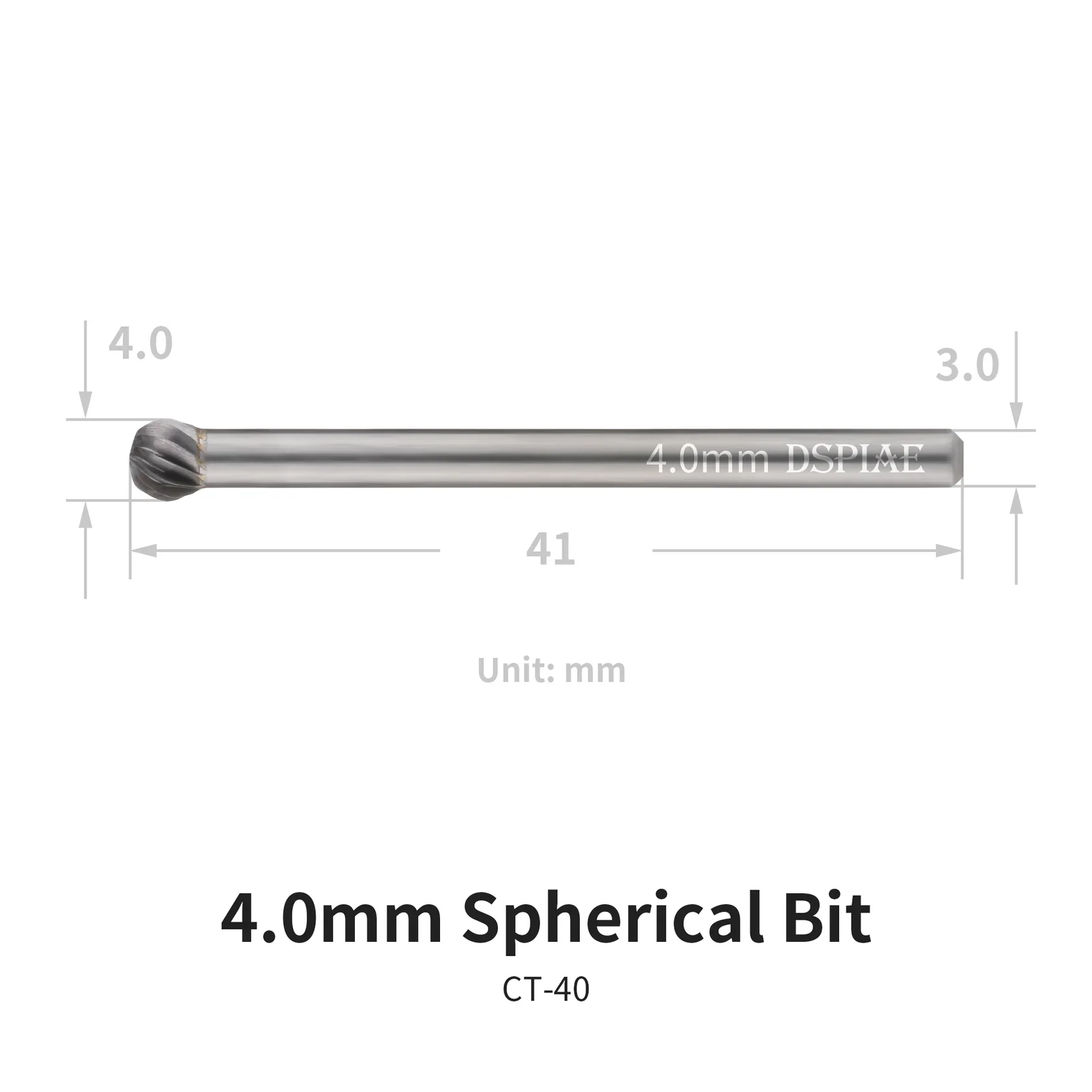 DSPIAE CT-40 4.0mm Spherical Bit - Image 2