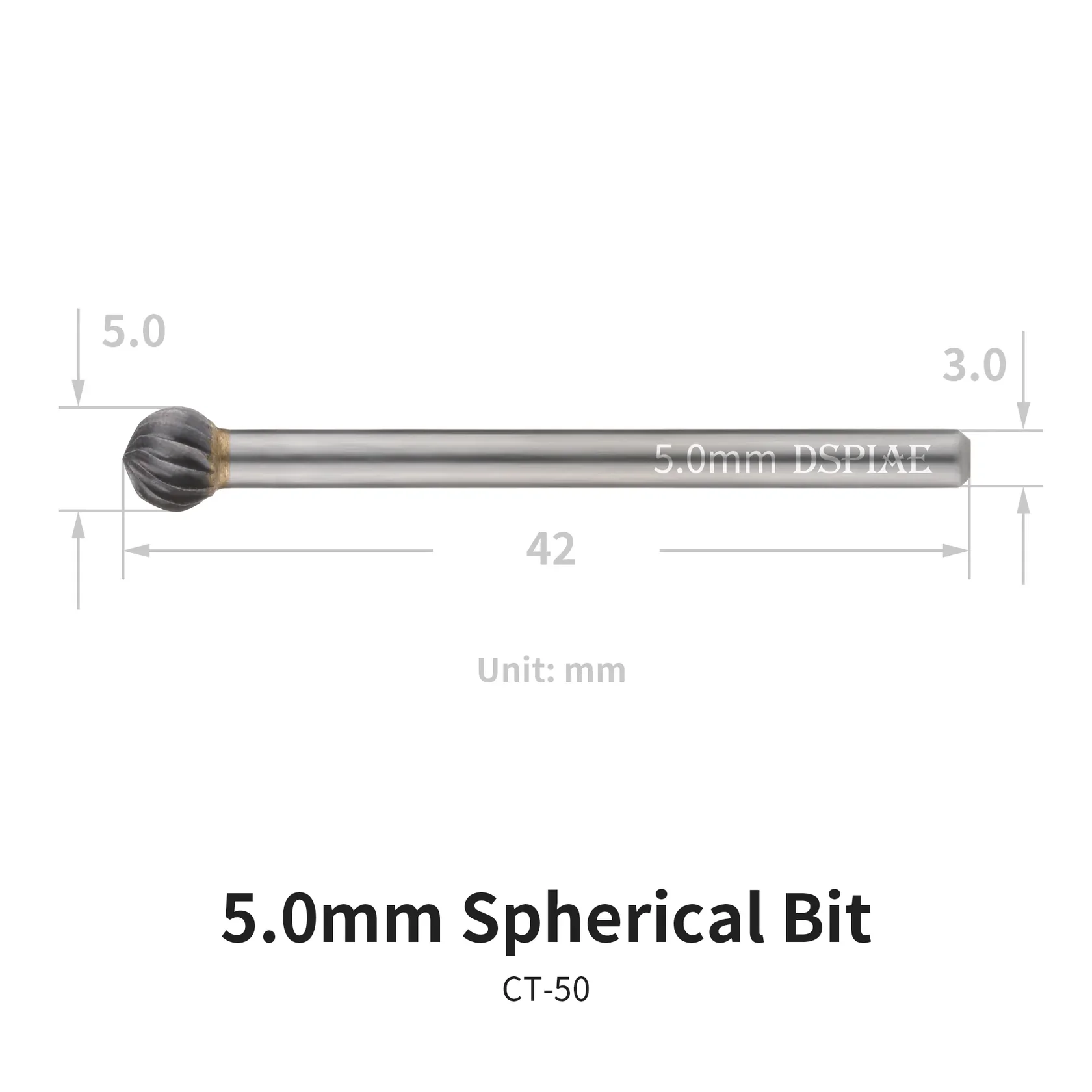 DSPIAE CT-50 5.0mm Spherical Bit - Image 2